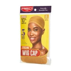 KISS - RED 5 PCS STOCKING WIG CAP (DARK BEIGE) -Zoe Beauty Supply Shop red hvp10 package side nov.15.2019