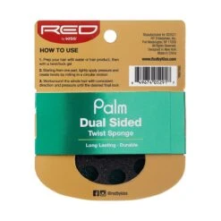 KISS - RED TWIST SPONGE PALM -Zoe Beauty Supply Shop red tws07 package back jun.14.2021
