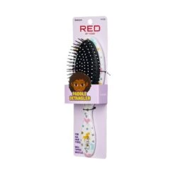 KISS - RED DESIGNED PADDLE BRUSH UNICORN -Zoe Beauty Supply Shop redbykiss hh38 unicornpaddledetanglerbrush package rightside 649674058698 oct.19.2022