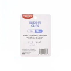 KISS - RED 1 3/4' SLIDE IN CLIP 10PCS -Zoe Beauty Supply Shop redbykiss hmc08 package back dec.23.2021.edited