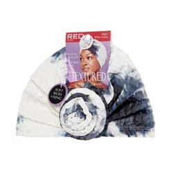 KISS - TEXTURED TOP KNOT TURBAN WHITE TIE DYE -Zoe Beauty Supply Shop redbykiss hq87 texturedtopknotturban packagerightside 649674097550 web
