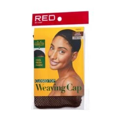 KISS - RED MESH WEAVING CAP DARK BROWN (CLOSED TOP) -Zoe Beauty Supply Shop redbykiss hwe02 closedtopweavingcap package rightside 731509700329 oct.27.2022