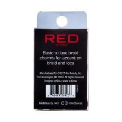 KISS - RED BRAID CHARM STYLISH HZ34 -Zoe Beauty Supply Shop redbykiss hz34 braidcharms package back 649674069236 oct.28.2022