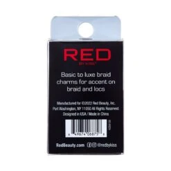 KISS - RED BRAID CHARM LUXURY RHINESTONE HOOP LEAF HZ68 -Zoe Beauty Supply Shop redbykiss hz68 braidcharms package back 649674068758 oct.28.2022