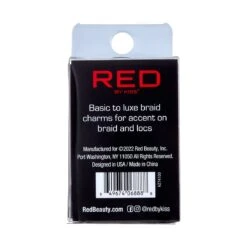 KISS - RED BRAID CHARM LUXURY HOOP HEART HZ74 7 KISS - RED BRAID CHARM LUXURY HOOP HEART HZ74 -Zoe Beauty Supply Shop redbykiss hz74 braidcharms package back 649674068888 oct.28.2022