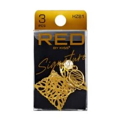 KISS - RED BRAID CHARM SIGNATURE HOOP PEARL LEAF HZ81