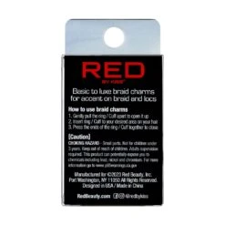 KISS - RED BRAID CHARM SIGNATURE DIAMOND COIL HZ80 -Zoe Beauty Supply Shop redbykiss hz braidcharms packageback web 1