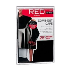 KISS - COMB-OUT CAPE, BLACK, SOFT VINYL -Zoe Beauty Supply Shop redbykiss sa02 comboutcape packageleftside 649674086196 web