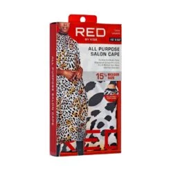 KISS - ALL PURPOSE SALON CAPE, LEOPARD, NYLON -Zoe Beauty Supply Shop redbykiss sa04 allpurposesaloncape packageleftside 649674087810 web