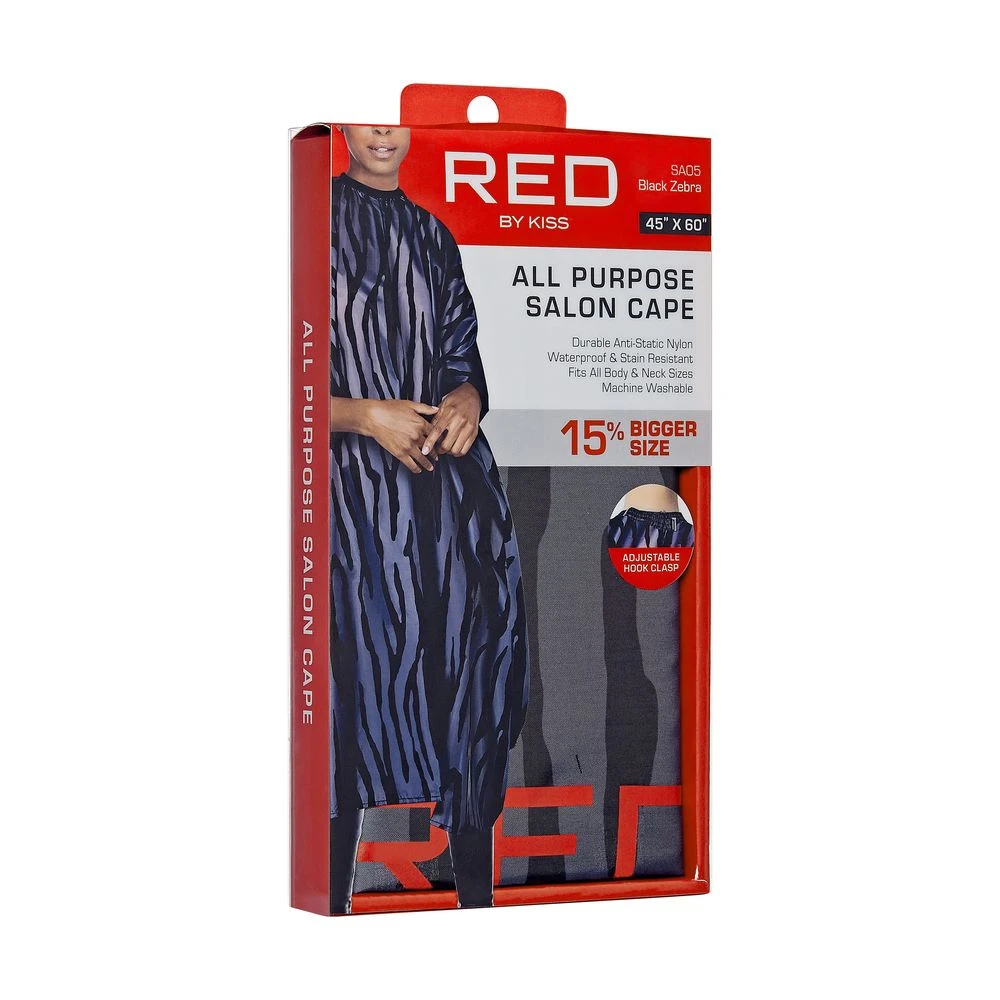 KISS - ALL PURPOSE SALON CAPE,BLACK ZEBRA,NYLON 5 KISS - ALL PURPOSE SALON CAPE,BLACK ZEBRA,NYLON - Image 5