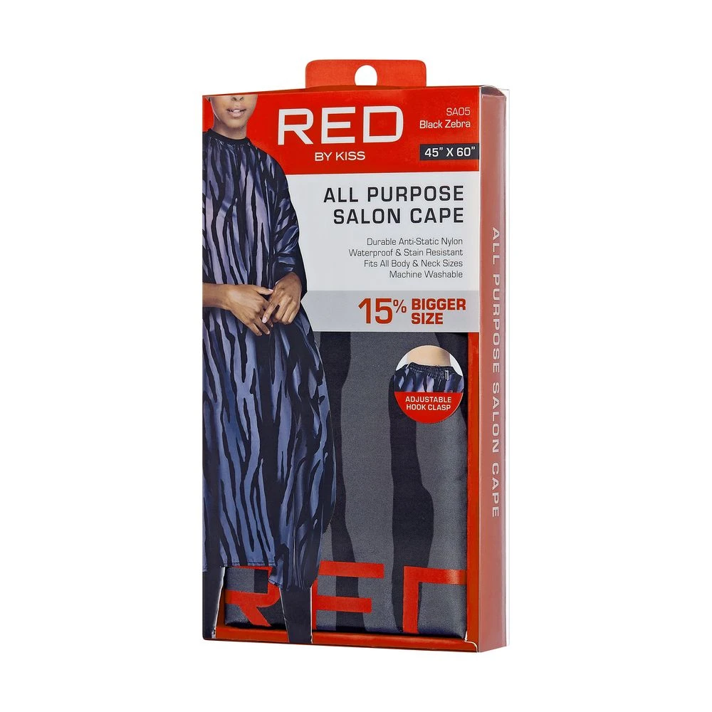 KISS - ALL PURPOSE SALON CAPE,BLACK ZEBRA,NYLON 4 KISS - ALL PURPOSE SALON CAPE,BLACK ZEBRA,NYLON - Image 4
