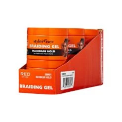 KISS - STYLER FIXER BRAIDING GEL MAXIMUM -Zoe Beauty Supply Shop redbykiss sbm01 braidingwax display rightside 649674070560 feb.3.2023 web