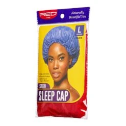 KISS - RED SATIN SLEEP CAP (ASSORTED & LARGE) -Zoe Beauty Supply Shop rs134410 redbykiss satinsleepcap hsl01a package ri