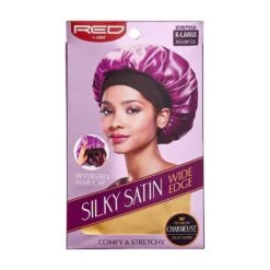 KISS - RED SILKY SATIN DOUBLEWEAR HAIRCAP ASSOR -Zoe Beauty Supply Shop rs134415 redbykiss silkysatin hdwp01a package fron