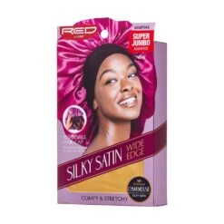 KISS - RED SILKYSATIN DOUBLEWEAR CAP (SUPER JUMBO&ASSORTED) -Zoe Beauty Supply Shop rs134423 redbykiss silkysatin hdwp04a package righ