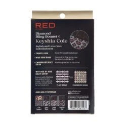 KISS - RED DIAMOND BLING BONNET SUPER JUBMO RED LEOPARD -Zoe Beauty Supply Shop rs146691 redbykiss hq208 diamondblingbonnetkeyshiacole package back 649674061537 jan.25.2022 nw1