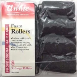 ANNIE - Professional Foam Rollers 8PCs 1 1/4" X-LARGE BLACK #1064